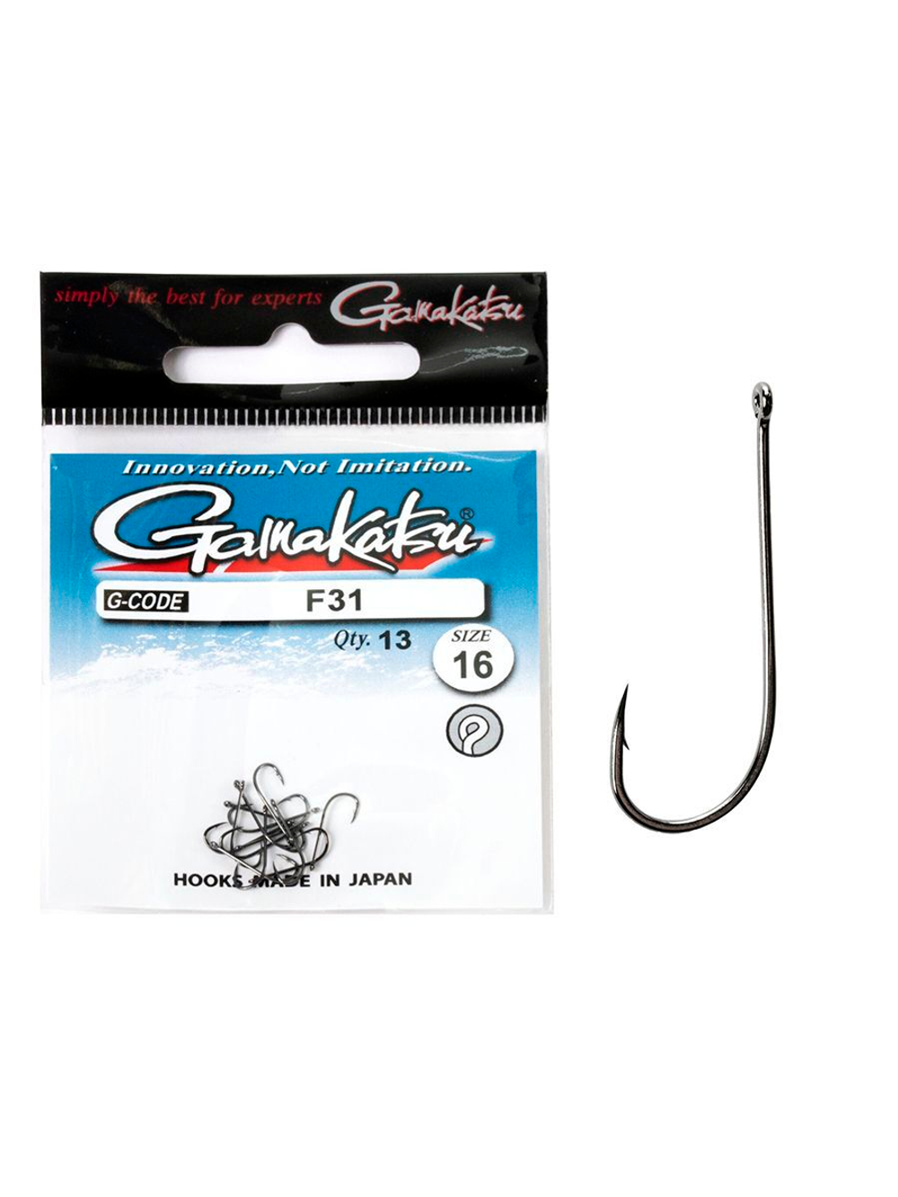 Крючки Gamakatsu F31 NEW LABEL HOOKS BLACK размер 16 (упк.13шт.)