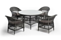 "Дольче" обеденная группа из искусственного ротанга, цвет графит