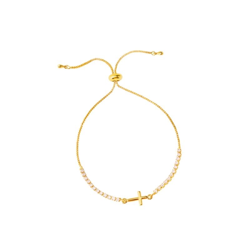 Браслет Кристальный Крест – Золото