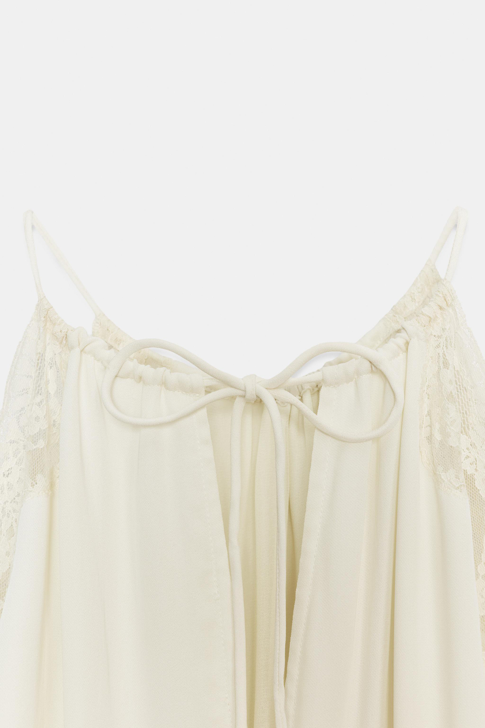 ZARA ПЛАТЬЕ ИЗ КОМБИНИРОВАННОГО КРУЖЕВА — ZW COLLECTION, ЭКРЮ