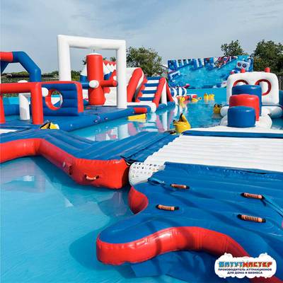 Надувной аквапарк на воде «Морской драйв» 25×12×3 м