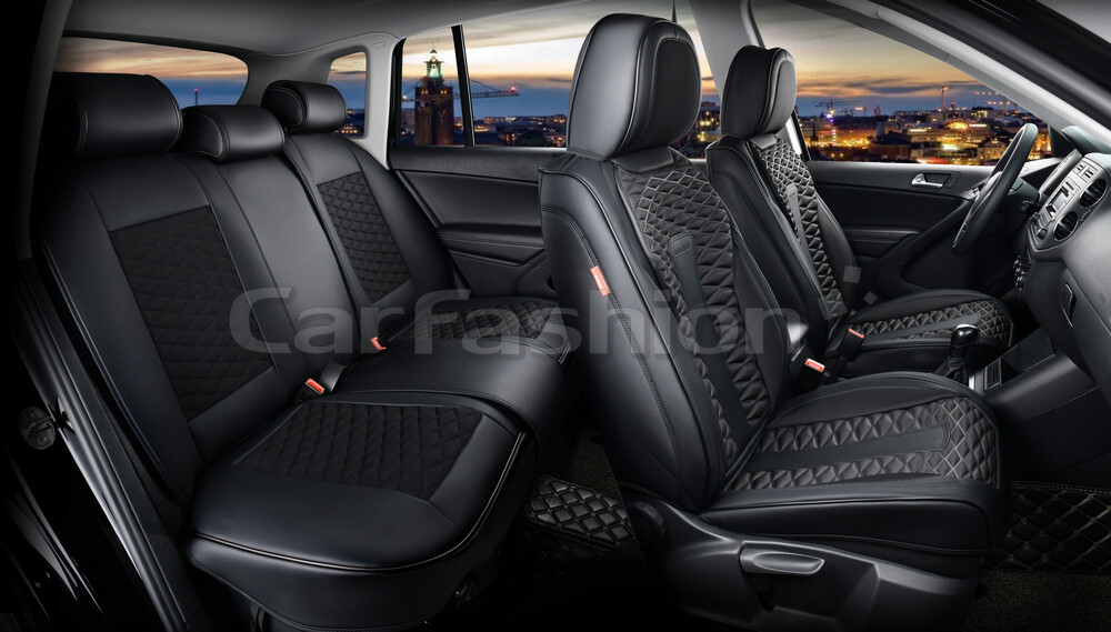 Чехлы на сидения CarFashion каркас 5D«MERCURY PLUS» 27228 -Экокожа черный/черный/черный/черный