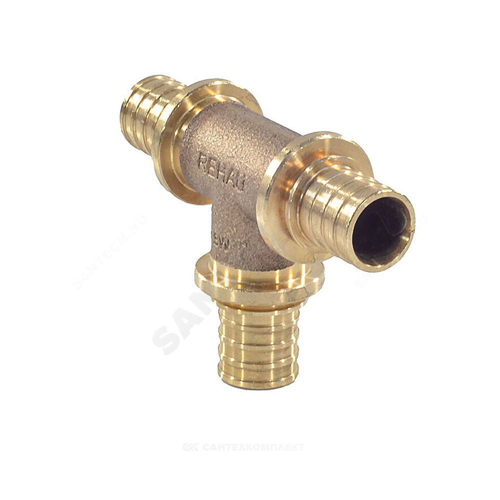 Тройник для PE-X труб аксиальный бронза Дн 32х32х32 RAUTITAN PLATINUM RX Rehau 14564531001