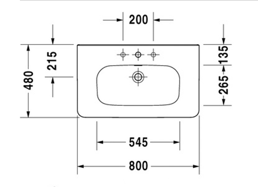 Раковина для мебели Duravit DuraStyle 2320800000 схема