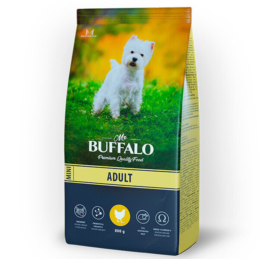 Mr.Buffalo 800г Adult Mini Сухой корм для взрослых собак малых пород Курица