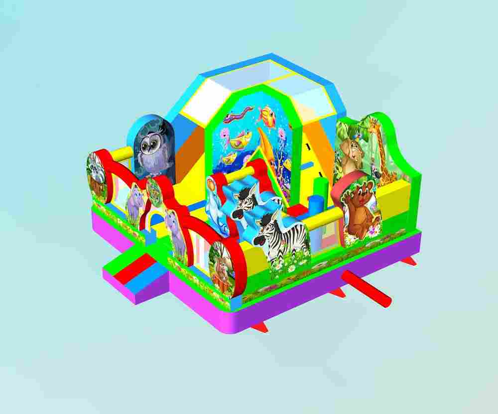 Коммерческий надувной батут "Царство зверей 3", 5x5x2.8 м