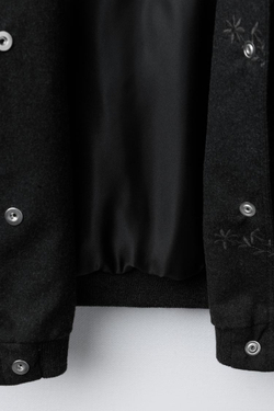 ZARA БОМБЕР С ВЫШИВКОЙ «ЦВЕТЫ», ТЕМНЫЙ АНТРАЦИТ