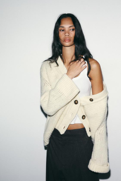 ZARA БРЮКИ BALLOON В ПОЛОСКУ С ЗАЩИПАМИ, СЕРЫЙ МЕЛАНЖ