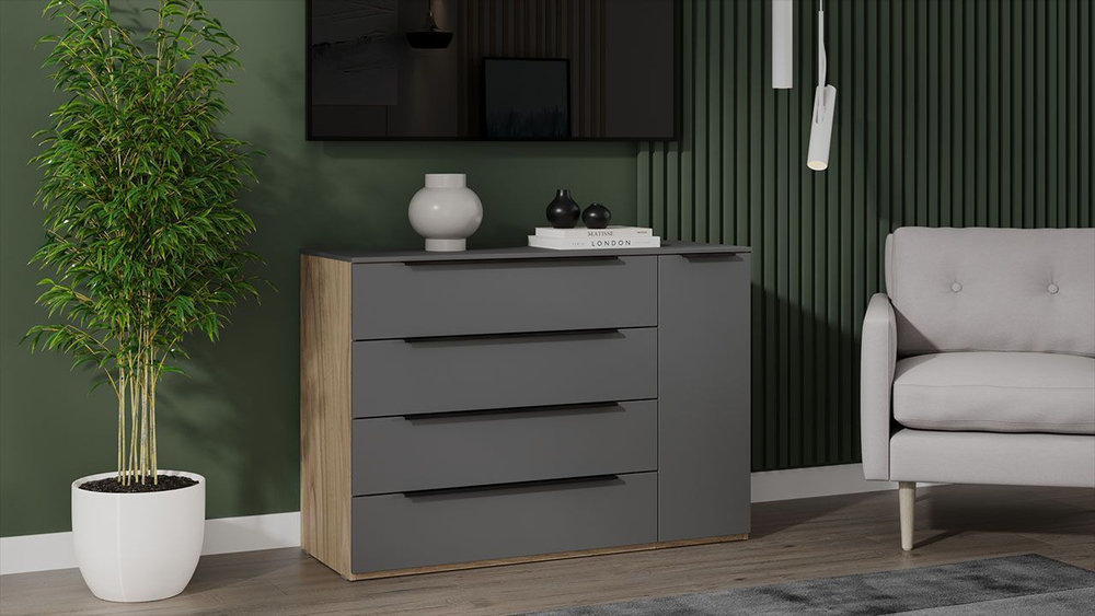 Комод для одежды с ящиками Белый Жемчуг/Белый софт 4 ящика 90х45х84 см