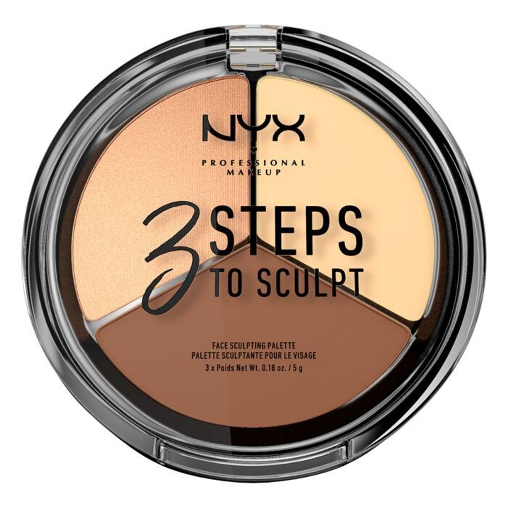 Тройная палетка для контуринга, скульптурирования лица NYX 3 STEPS TO SCULPT FACE SCULPTING PALETTE - Light