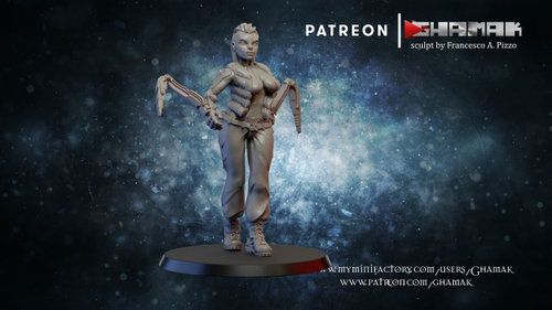 Necromunda Escher Gang Бандитка Эшер №5 с клинками миниатюра для dnd, днд, pathfinder, фентези, Настольная игра, НРИ, Варгейм, РПГ