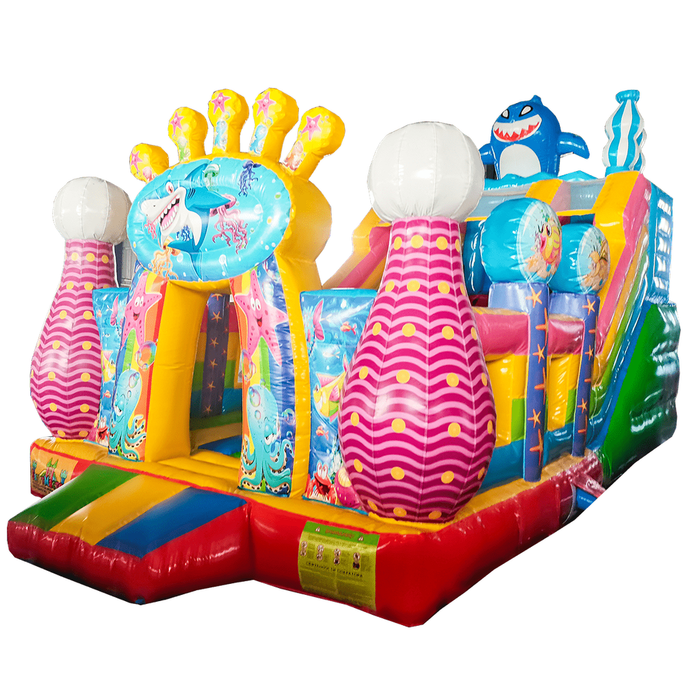 Коммерческий надувной батут с горкой «В гостях у моря», 8*4*5 м