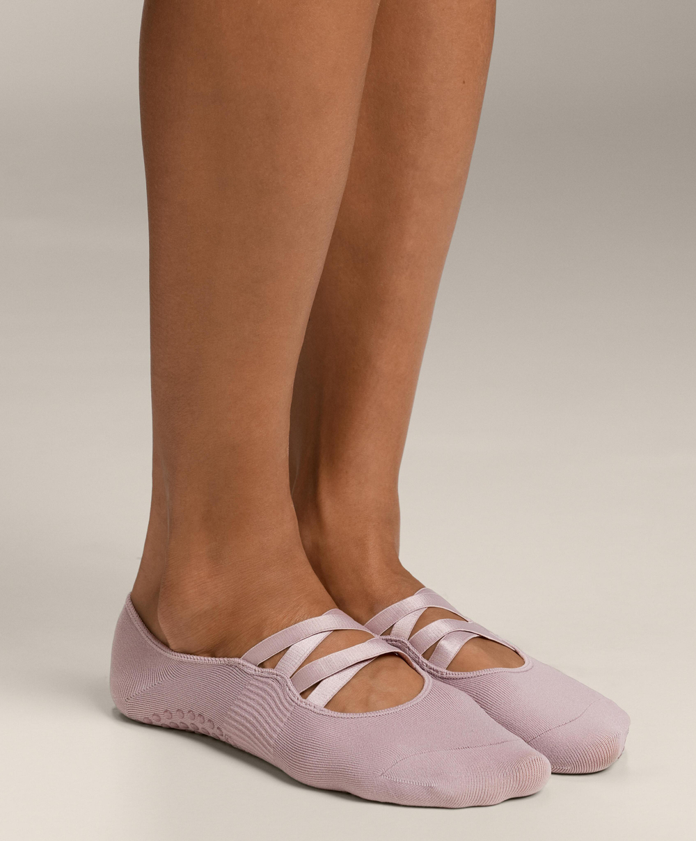 OYSHO Две пары носков из смесового хлопка с резинками для йоги и пилатеса, лиловый