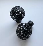 Карниз кованый витой для штор Шар ажурный эконом d20/16 двухрядный, цвет черный матовый
