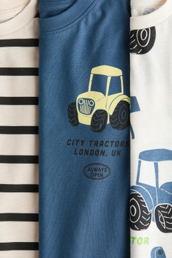 H&M Набор из 3 футболок с принтом, синий