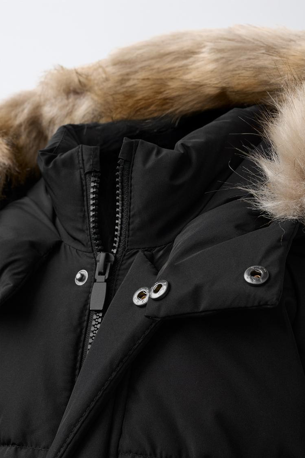 ZARA ДЛИННЫЙ ПУХОВИК ИЗ ПЕРА И ПУХА WATER REPELLENT И WIND RESISTANTT, ЧЕРНЫЙ