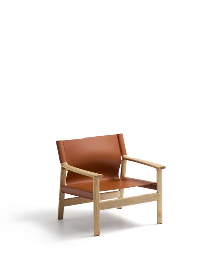 Кресло Jan из переработанной кожи светло-коричневого цвета и ясеня в натуральном цвете