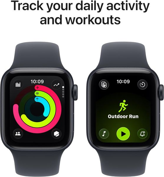 Умные часы Apple Watch SE 3 40 мм из алюминия цвета «тёмная ночь», спортивный ремешок «тёмная ночь» (S/M)