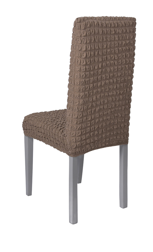 Чехол на стул без оборки со спинкой, цвет Кофе с молоком, Набор 6 шт.