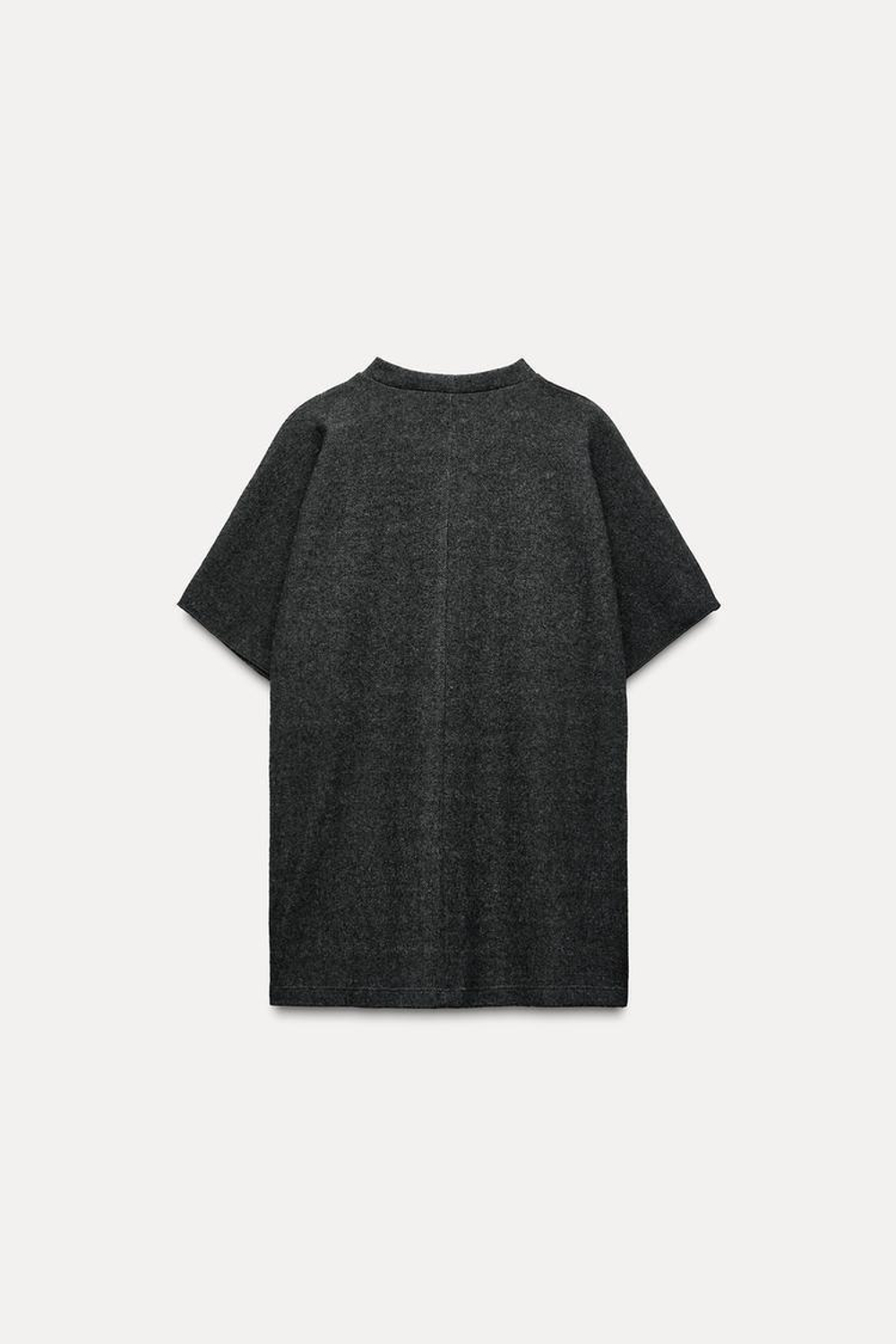 ZARA ТОП ИЗ МЯГКОЙ ТКАНИ С ПУГОВИЦАМИ, СЕРЫЙ С МЕЛАНЖЕВЫМ ЭФФЕКТОМ