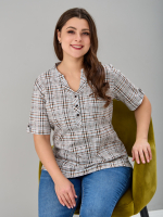 Блузка БЛ-122/клетка-рогожкаперсик