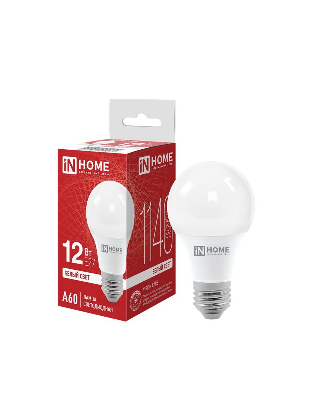 Лампа светодиодная LED-A60-VC 12Вт грушевидная 4000К нейтр. бел. E27 1140лм 230В IN HOME 4690612020242