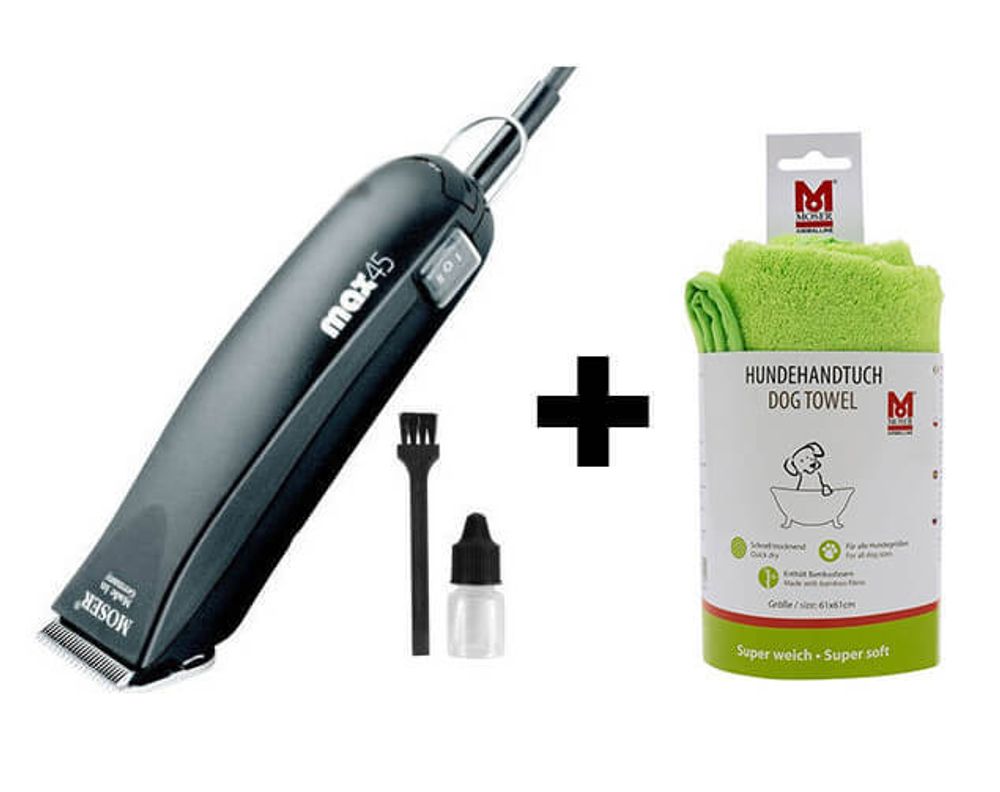 Машинка для стрижки собак и кошек Moser Max 45 Towel, нож 1 мм + полотенце (1245-0073) - 4