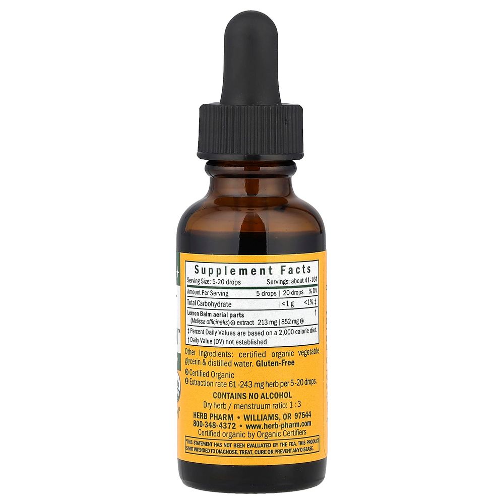 Herb Pharm, Kids Lemon Balm Calm™, успокаивающая мелисса для детей, без спирта, 30 мл (213 мг в 1 порции)