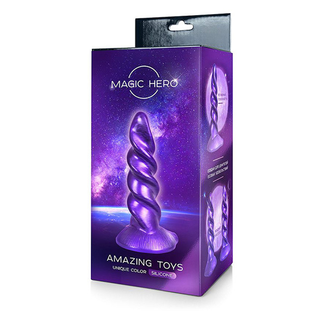 Фиолетовый фантазийный спиралевидный фаллоимитатор 23см Bior Toys Magic Hero MH-13011