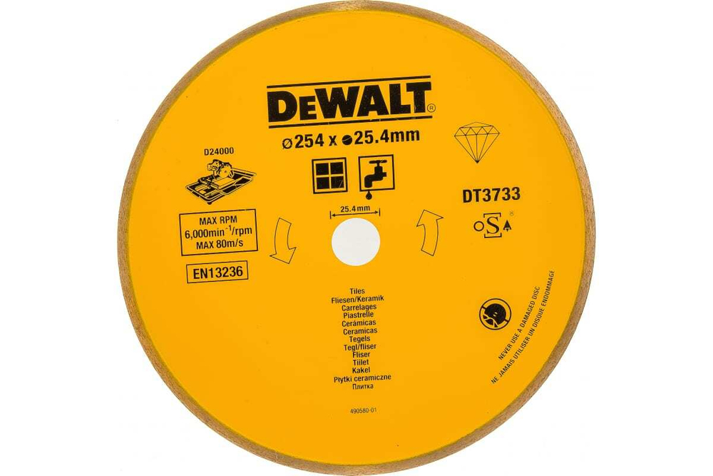 Диск алмазный по плитке (254х25.4 мм) для плиткореза D24000 DEWALT DT 3733