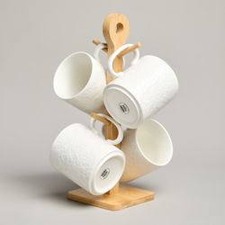 НАБОР КРУЖЕК LEFARD "MUSE" 4 ШТ. 380 МЛ НА ДЕР. ПОДСТАВКЕ