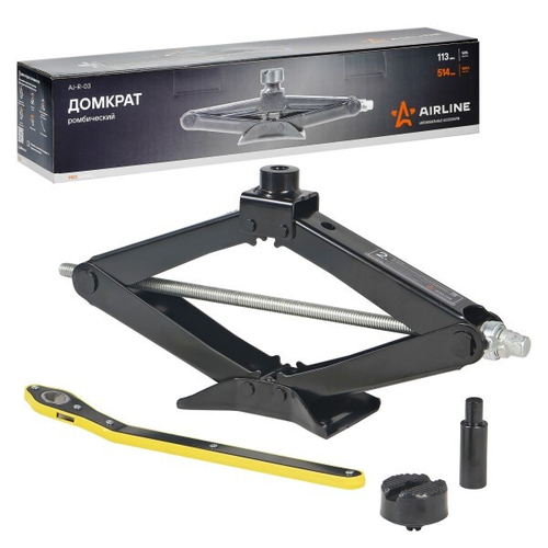 Домкрат ромбический 2 т. PRO (113-514 мм) трещоточная рукоятка (AIRLINE)