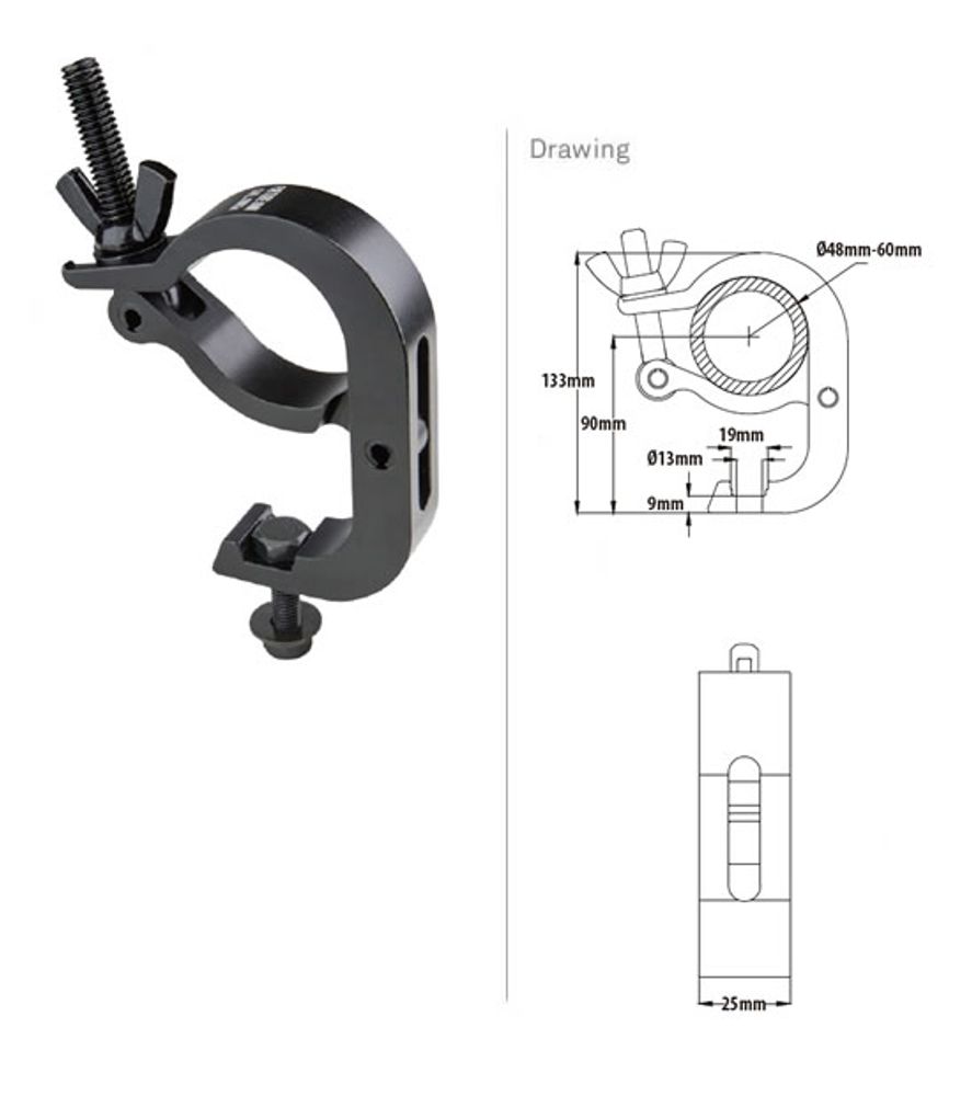 KUPO KCP-880B Slim Mighty Handcuff, black. Струбцина (M10)