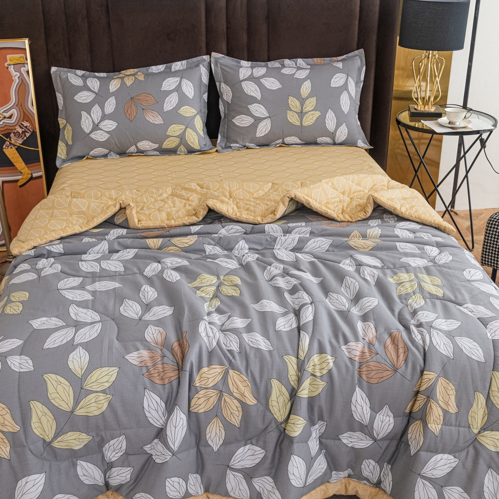 Комплект постельного белья Сатин с Одеялом 100% хлопок на резинке OBR138