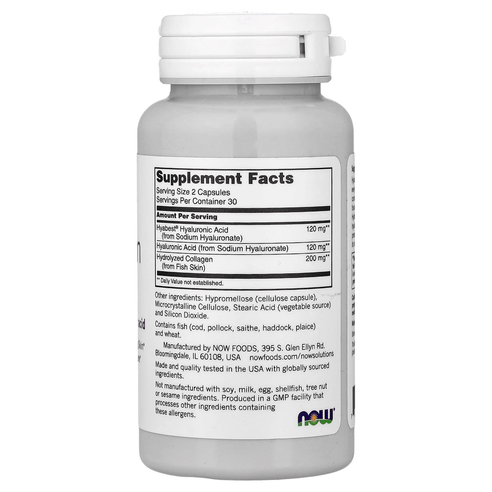 NOW Foods, Solutions, Hydration Rescue с гиалуроновой кислотой Hyabest®, 60 капсул