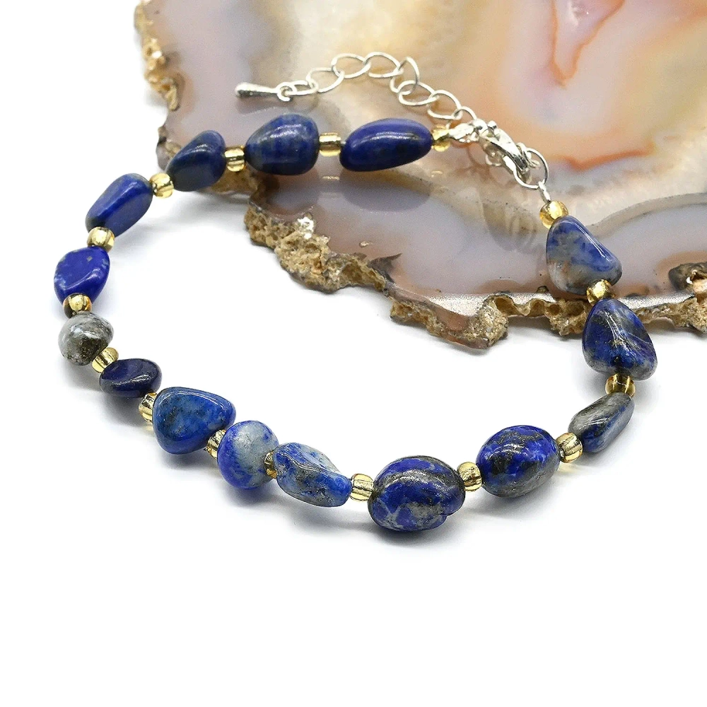 Браслет из лазурита галтовка 4*6мм, 18см