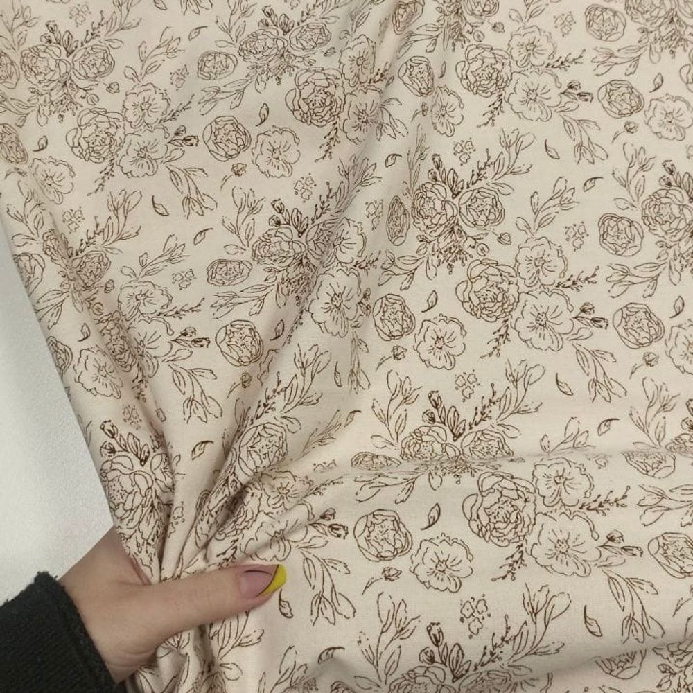 Фланель Кружевные пионы (светло-бежевый) Фланель Кружевные пионы (светло-бежевый)