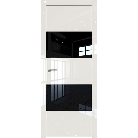 Profil Doors 22LE магнолия люкс со вставкой кромка серебро стекло чёрный лак