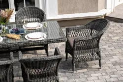 "Амароне" обеденная группа из искусственного ротанга на 6 персон, цвет графит