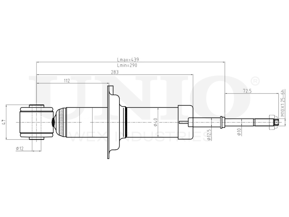 Амортизатор газовый задней подвески UNIO SAB-10555