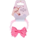 Резинки для волос детская 1шт «РОЗОВЫЕ ОБЛАКА», розовый бант, цвет как на фото, d-6,5см (подвес Единорожек)