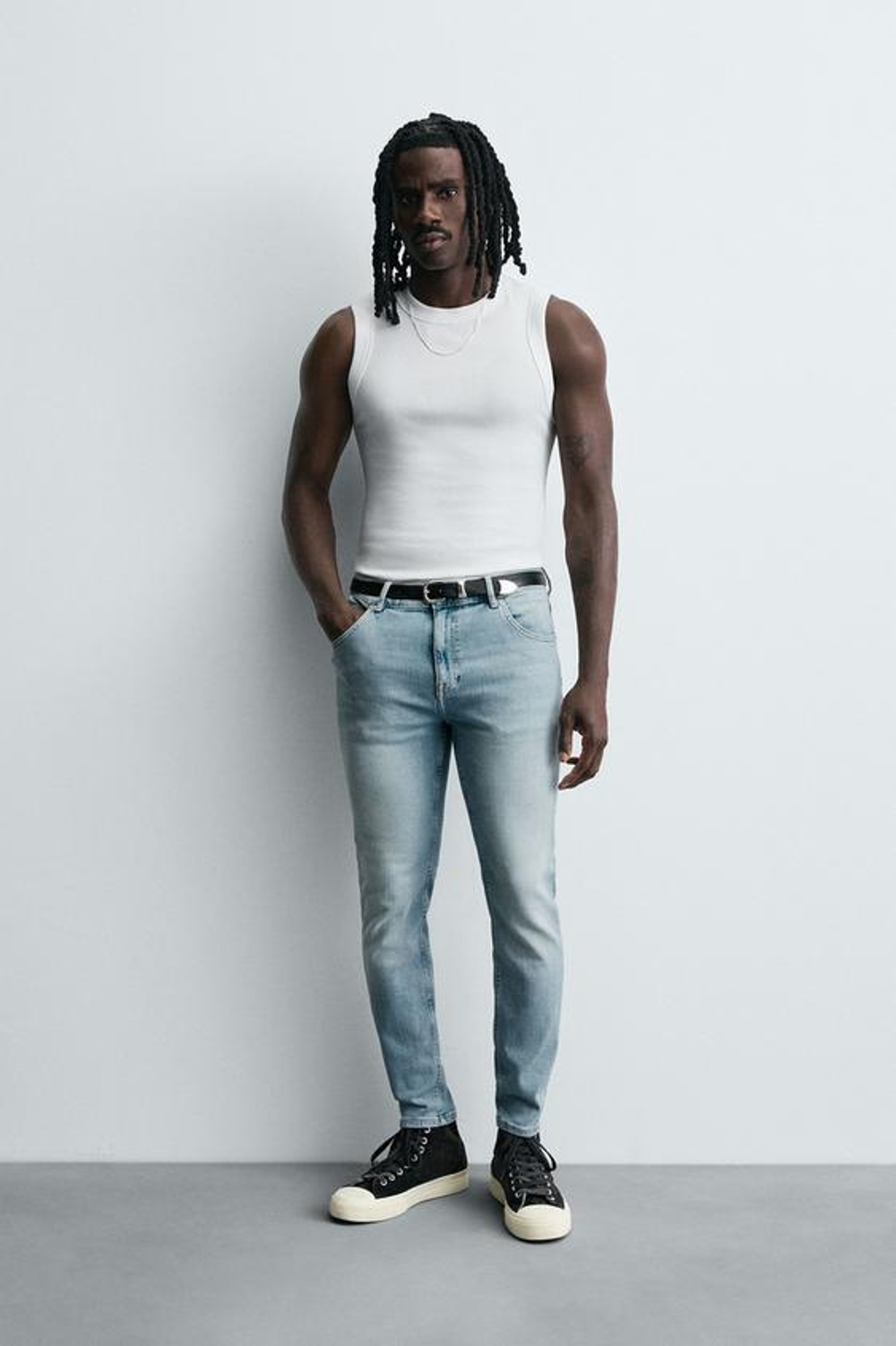 ZARA УКОРОЧЕННЫЕ ДЖИНСЫ SKINNY, ГОЛУБОЙ