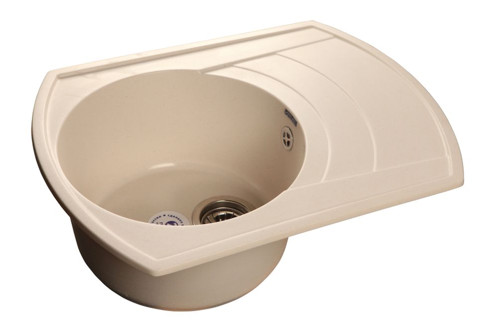 GRANFEST Мойка мрамор RONDO GF-R--650L чаша с крылом  650*500мм  белый  арт.GF-