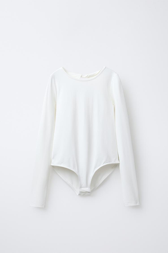 ZARA БОДИ ИЗ ПОЛИАМИДА С ВЫРЕЗАМИ, БЕЛЫЙ