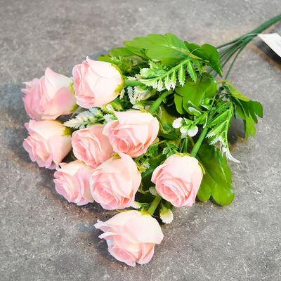 Цветы искусственные "Розовый букет" 42см 10 цветков, розовые