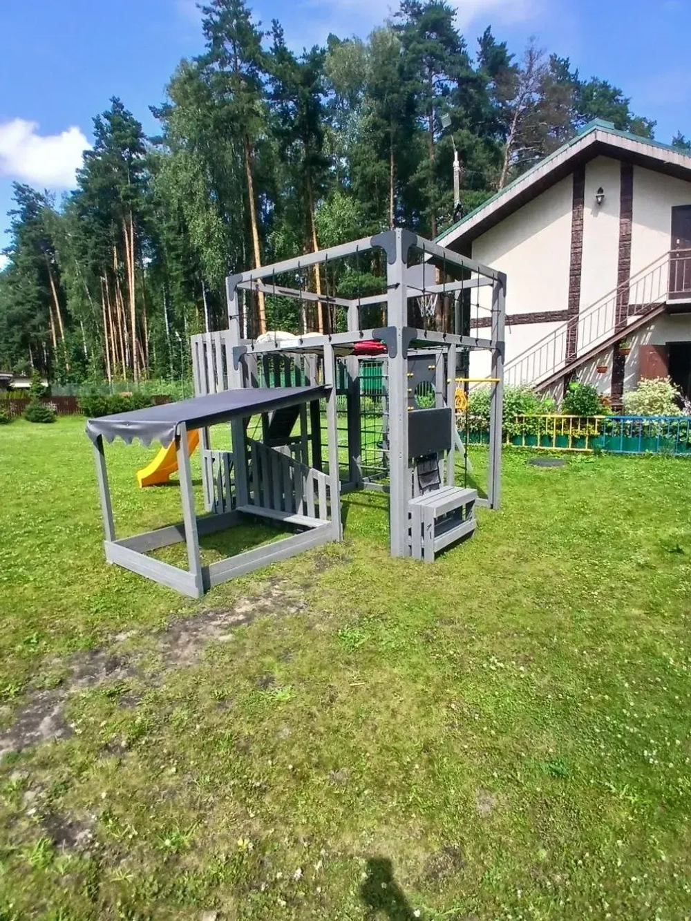 Детская площадка Савушка КУБ-5 (Серый) с подушками