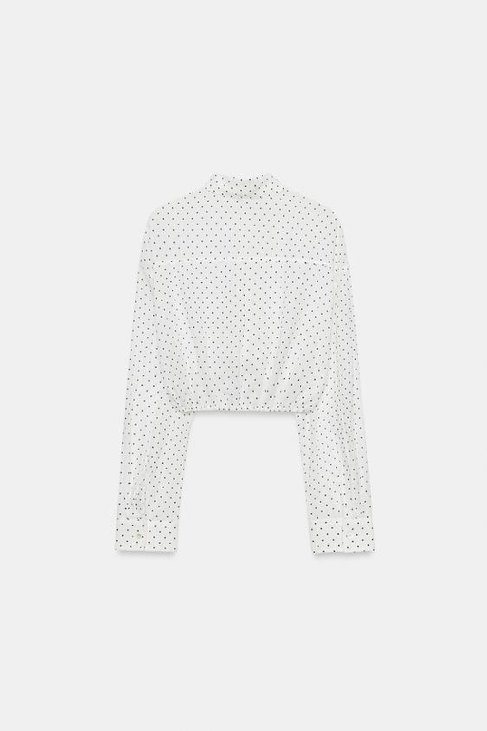 ZARA УКОРОЧЕННАЯ РУБАШКА ИЗ ШИФОНА С РЕГУЛИРУЕМЫМ ШНУРКОМ, ЧЕРНЫЙ/БЕЛЫЙ