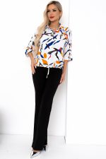 Блуза Мэри (белый/принт) Б11-129 Nikol