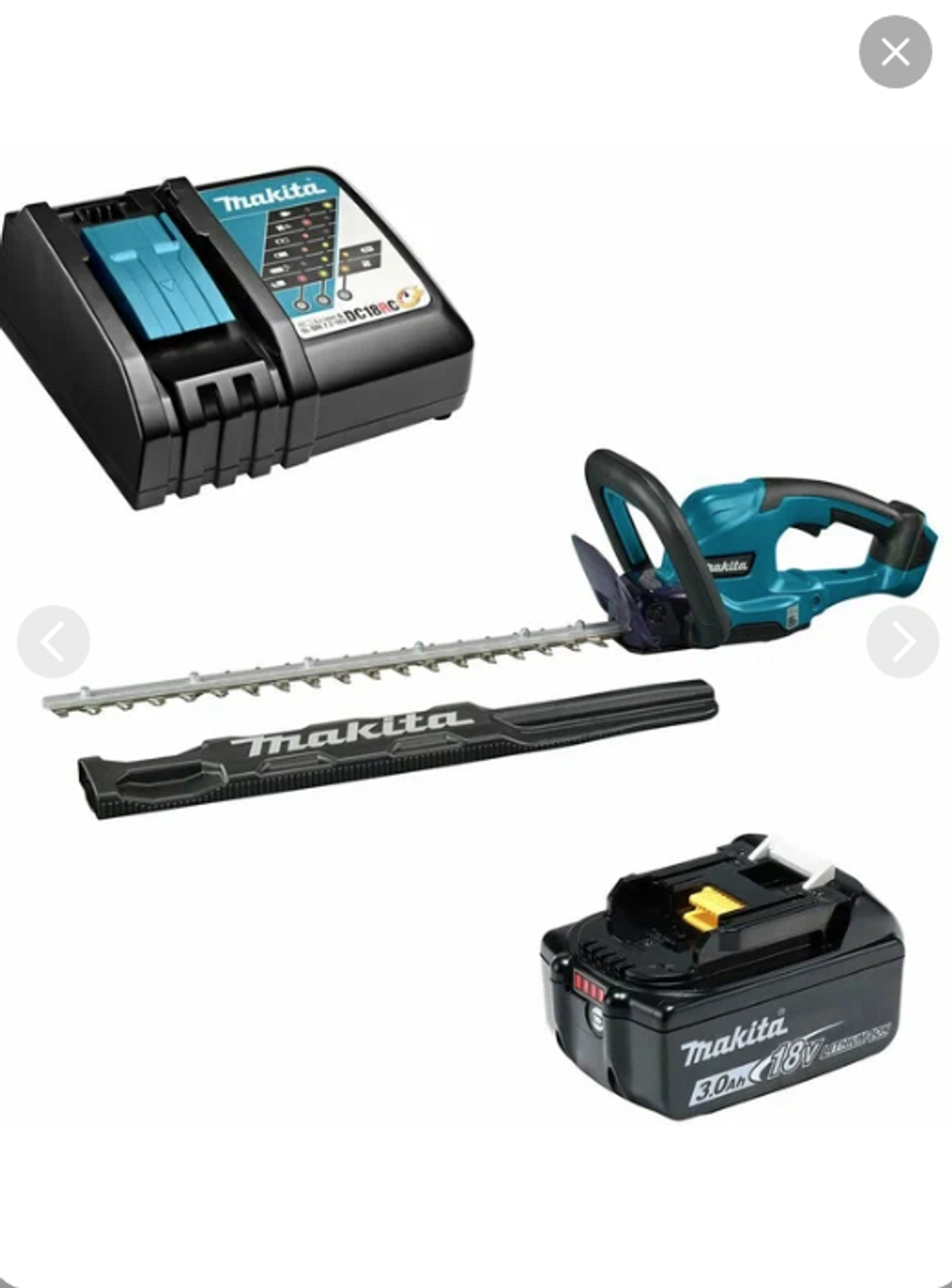 Кусторез аккум. LXT 18В, 250Вт, 50см, 2700 рез/мин,диам.раскрытия 15мм,(BL1830B,DC18WC) Makita DUH507F001