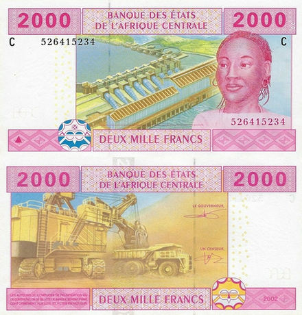 Чад 2000 франков 2002 Добыча полезных ископаемых UNC